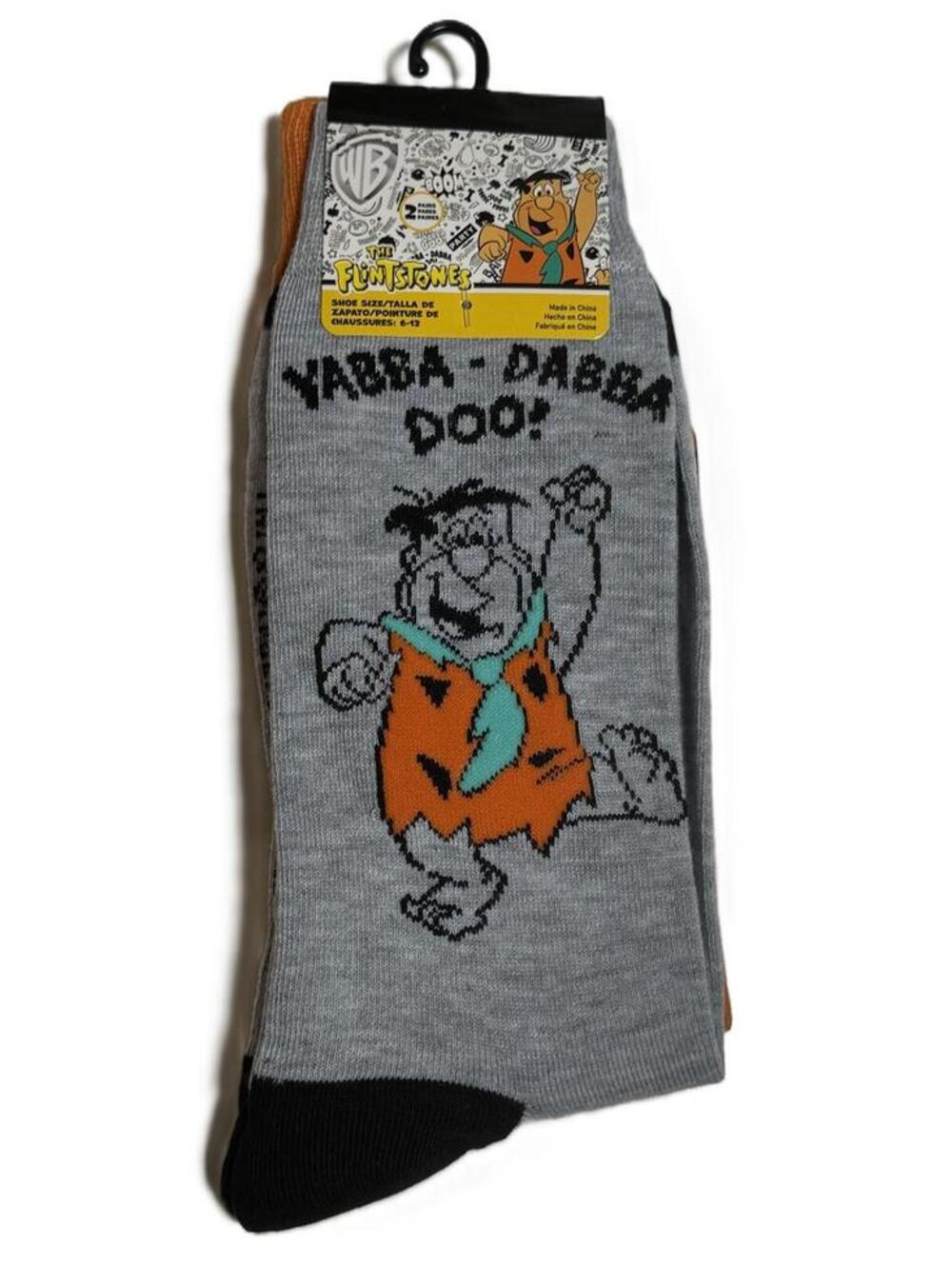 Flintstones 2 Pack Yabba Dabba Doo Mens Crew Socks Size 10–13 (Shoe Size 6-12)